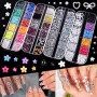 3500 Pièces Strass Ongle Nail Art, Bijoux Ongles Nail Art 3D Strass pour Ongle Avec Pince à Epiler et Stylo de Cueillette Strass