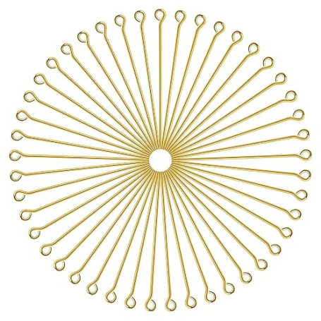 TOAOB 100 pcs Épingle à Oeil en Acier Inoxydable Aiguilles Tiges Clous Tête Ronde Doré 70 mm Accessoire pour Fabrication de Bijo