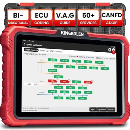 KINGBOLEN K10 Elite Valise Diagnostic Auto, OBD2 Diagnostic Français pour système Complet avec 50+ Réinitialisations, Codes ECU,