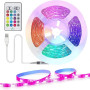 TASMOR Ruban LED 2M, Bande LED USB Multicolore Lumière avec Télécommande, 16 Couleurs et 4 Modes Rétroéclairage TV, RGB LED Cham