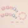 Viugex 24 Pièces Rose Nude Faux Ongles Pieds Court Carré, Français Strass Pailletés Faux Ongles D'orteil à Coller, Pleine Couver