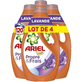 Ariel Simply Lessive Liquide, 120 lavages (4x30), Parfum Lavande, Propre et Frais, Choix économique, Fabriqué en France