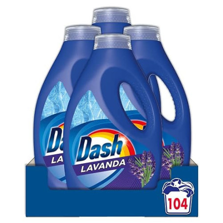 Dash Lavande lessive liquide 5,2 L, 104 lavages, Impeccable contre les taches à chaque lavage
