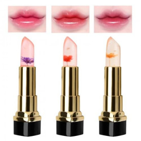 3 Pièces Beauté Jelly Lipstick, Rouge à Lèvres Magique Changeant de Couleur, Fleurs Transparent Baume à Lèvres Set, Soin Naturel