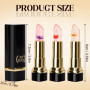 3 Pièces Beauté Jelly Lipstick, Rouge à Lèvres Magique Changeant de Couleur, Fleurs Transparent Baume à Lèvres Set, Soin Naturel