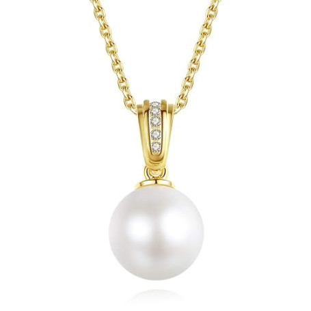 VIKI LYNN Collier Pendentif Perle de Culture 7-8mm Bijoux Fantaisie Femme en Argent Fin 925 et Zircon Cubique Idée Cadeau Femme