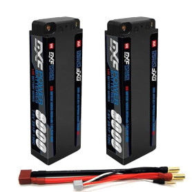 DXF Batterie LiPo 2S 7.6V 8000mAh 130C Connecteur T 5mm pour Voiture RC 1/8 - Pack Rechargeable Haute Décharge Performance LCG H