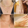 Euakee Lot de 5 rouleaux de chaîne à maillons dorés - Au mètre - Accessoires de fabrication de bijoux avec 50 breloques en acier