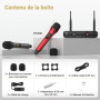 TONOR Micro Karaoke sans Fil, UHF Microphone Systèmes Dynamique Chant Portable à Main Double avec Récepteur pour Karaoké/Fête/Di