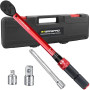 ATsafepro Clé Dynamométrique 3/8 Pouce, 5-60 Nm Cle Dynamometrique Velo Avec Adaptateur 3/8" Vers 1/4"&1/2" et Rallonge de 15 cm