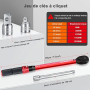 ATsafepro Clé Dynamométrique 3/8 Pouce, 5-60 Nm Cle Dynamometrique Velo Avec Adaptateur 3/8" Vers 1/4"&1/2" et Rallonge de 15 cm