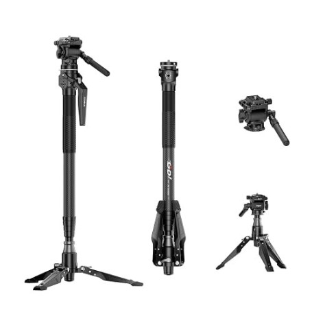 COMAN Le Monopode en Fibre de Carbone One-Touch est Un Monopode Léger de 159cm de Haut, Dispose de Pieds Forme de U avec tête,Ca