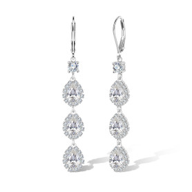 ALEXCRAFT Boucles d'Oreilles Pendantes Femme Argent Or Goutte Zircone | Hypoallergénique Longues Boucles d'Oreilles Pendantes Ar