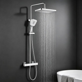 JUSTER Colonne de douche thermostatique,Effet,pluie 28 cm,Colonne de douche | Colonne douche thermostatique, pomme pluie 28cm, 3