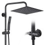 Auralum Colonne de Douche Sans Mitigeur Noir Mat en Laiton, Colonne Télescopique 68-108cm avec Tête de Douche Carrée 12", Douche