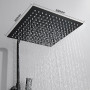 Auralum Colonne de Douche Sans Mitigeur Noir Mat en Laiton, Colonne Télescopique 68-108cm avec Tête de Douche Carrée 12", Douche
