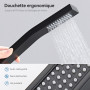 Auralum Colonne de Douche Sans Mitigeur Noir Mat en Laiton, Colonne Télescopique 68-108cm avec Tête de Douche Carrée 12", Douche