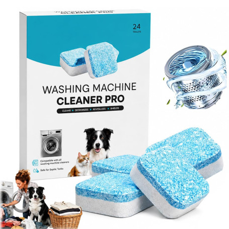 ZCAYJR Nettoyant machine à laver 24 comprimés - Washing machine cleaner anti-calcaire, élimine odeurs et poils d’animaux, entret