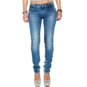 Cipo & Baxx Jean Femme Slim Effet usé Coutures Contrastantes Stretch | Effet usé, coutures contrastantes, multi-poches, jean str