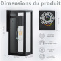 FTL Lampe Murale Extérieure 2 Stück, Noir Applique Murale Lanterne, E27 | Porche Éclairage d’Extérieur avec Abat-Jour en Verre, 