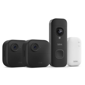 Caméras Blink Outdoor 4 avec Sonnette vidéo 2K+ Blink (nouvelle génération), Noir, module de synchronisation de base inclus