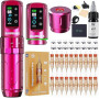 Dragonhawk L3 Kit Machine À Tatouer Sans Fil, 7 Courses, 2 Batteries | Rotative, Batteries 2000mAh, Connexion RCA, Aiguilles De