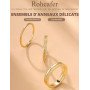 Roheafer 3 Pièces Bagues Femme Plaqué Or 14K Empilables Zircone Cubique - Ensemble de Bagues Minimalistes Alliance Fiançailles P