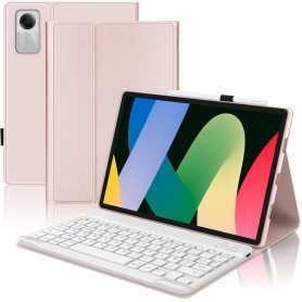 WAVATA Clavier pour Redmi Pad SE 2023 11", Rose | Étui Clavier pour Xiaomi Redmi Pad SE 2023 Magnétique Détachable AZERTY Layout