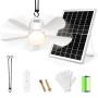 Gliztech Ventilateur Solaire avec Lumière, Lampe Ventilateur Plafond de Pavillon, Panneau Solaire et Télécommande, Adapté pour T