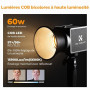 K&F CONCEPT Lumière COB 60W Bicolore pour Photo Vidéo Studio | Batterie 4500mAh, CRI 97+, charge rapide Type-C PD, 6500K, poigné