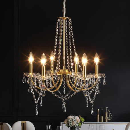 Lustre Cristal Chandelier Doré Lustre Salle à Manger Luminaires IntéRieur | Lustre salon Convient Aux Salles à Manger, Salons, C