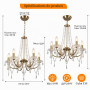 Lustre Cristal Chandelier Doré Lustre Salle à Manger Luminaires IntéRieur | Lustre salon Convient Aux Salles à Manger, Salons, C
