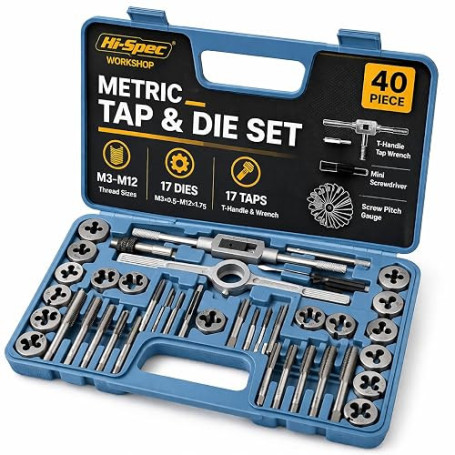 Hi-Spec - Coffret Tarauds et Filières 40 pièces M3-M12 Kit de Taraudage et Filetage