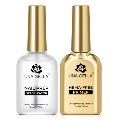 UNA GELLA Nail Prep Déshydrateur & Primer Set 15ML | Déshydrateur & Primer Ongles Sans Acide, Kit Pro pour Acrylique, Gel UV & P