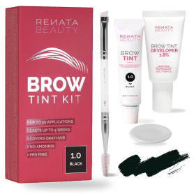 RB RENATA BEAUTY Kit Teinture Sourcils – Teinture Semi-Permanente + Développeur Crème 1,8% & Brosse Double Embout – Sans PPD, sa