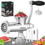 Huanyu Hachoir à Viande Manuel en Acier Inoxydable et Machine à Saucisses - Coupe-légumes Lavable au Lave-vaisselle - Taille 12