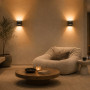 2 x Applique Murale LED Intérieur 7W, 3000K Carrée Applique Murale Chambre | Blanc Chaud Double Fente Lumineuse, Rétro Appliques