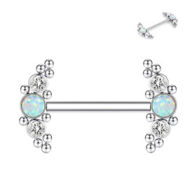 hengkaixuan Piercing pour téton en titane G23 - Calibre 14 - Pour femme - Or rose - Argent - Oxyde de zirconium - 12 - 14 - 16 -