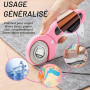 Cutter Rotatif Couture 45mm Rose avec 10 Lames de Rechange, Couteau Circulaire en Acier Inoxydable avec Mécanisme de Protection