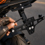 SLIAXINT Support de Plaque Moto Réglable, Porte Moto en Alliage Aluminium | Support de Plaque D'Immatriculation Moto Universel, 
