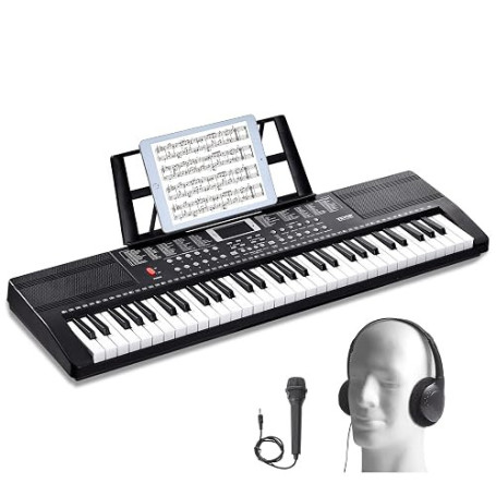 VEVOR Clavier Piano Numérique, 61 Touches, Ensemble Piano à Clavier Électrique Portable, 200 Tons, 200 Rythmes, 60 Chansons de D