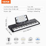 VEVOR Clavier Piano Numérique, 61 Touches, Ensemble Piano à Clavier Électrique Portable, 200 Tons, 200 Rythmes, 60 Chansons de D