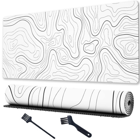 Mis.Moon Grand Tapis de Souris de Jeu, Cartes Topographiques avec Bords Cousus, Tapis de Souris de Jeu, éLéGant avec sous-Couche