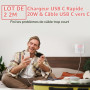 20W Chargeur pour iPhone 17/16, PD3.0 Chargeur USB C Charge Rapide 2Pack | 20W Prise USB C avec 2M Câble USB C pour iPhone 17/16
