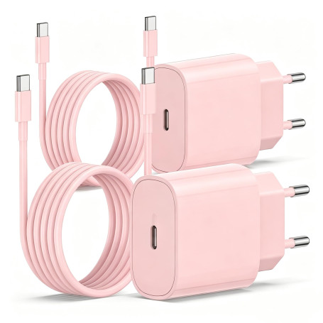 2Pack Chargeur iPhone 18 17 16 15, 20W USB C Chargeur Rapide 2M Câble C to C pour iPhone 18 Pro/17 Pro Max/17e/16e/16 Pro/15 Plu