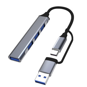 Lamkrtlp Hub USB-C, Hub USB 3.0 4 Ports Data Hub Ultra Fin Multiport USB 3.0 5Gbps Haute Vitesse Compatible avec Matebook PC Tab