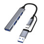 Lamkrtlp Hub USB-C, Hub USB 3.0 4 Ports Data Hub Ultra Fin Multiport USB 3.0 5Gbps Haute Vitesse Compatible avec Matebook PC Tab