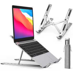 ivoler Support Ordinateur Portable en Aluminium, 6 Angles Réglables–Argent | Laptop Support Pliable, Léger et Stable, Stand Vent