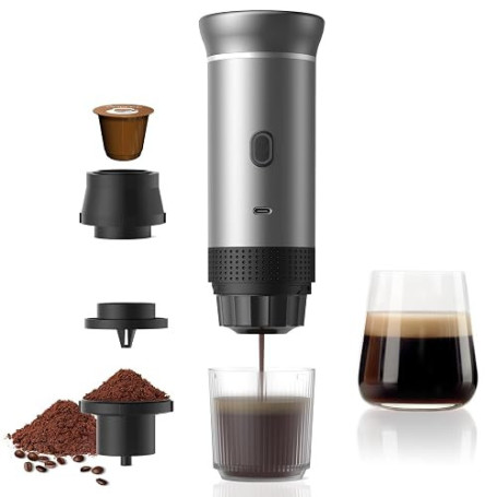 Vunzo Machine à expresso électrique, portable, auto-chauffante, avec USB-C, à capsule, mini machine à café de voyage, machine à