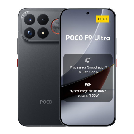 POCO F9 Ultra, Smartphone 16+512 Go, Noir, Batterie 8050 mAh, Charge 100 W | Snapdragon® 8 Elite Gen 5, VisionBoost D8, écran AM